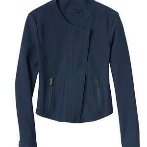 Athleta Stellar Navy Moto Jacket Blazer Size Small